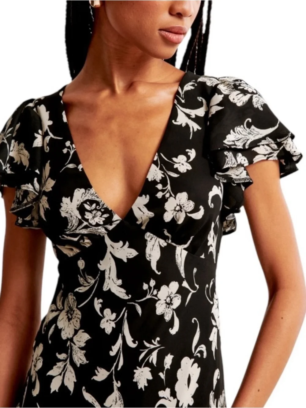 NWT Abercrombie & Fitch Black and White Floral Maxi Dress